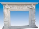 Carved Statue Fireplace Mantel in Marble